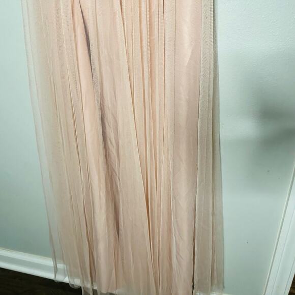 AMSALE Blush Pink Sweetheart Neckline Hourglass Chiffon Strap Maxi Dress Size 6 - Picture 11 of 15
